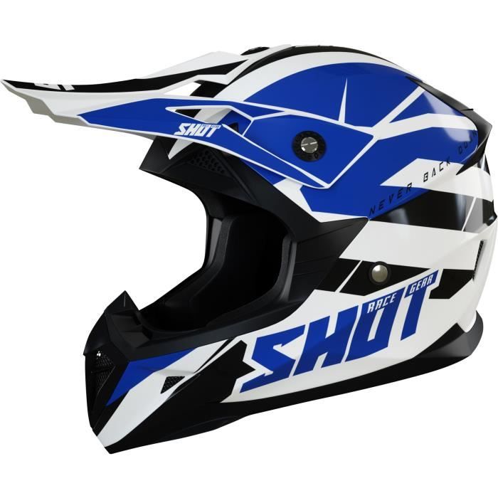 SHOT - Casque cross Pulse Revenge - Blanc/bleu et noir