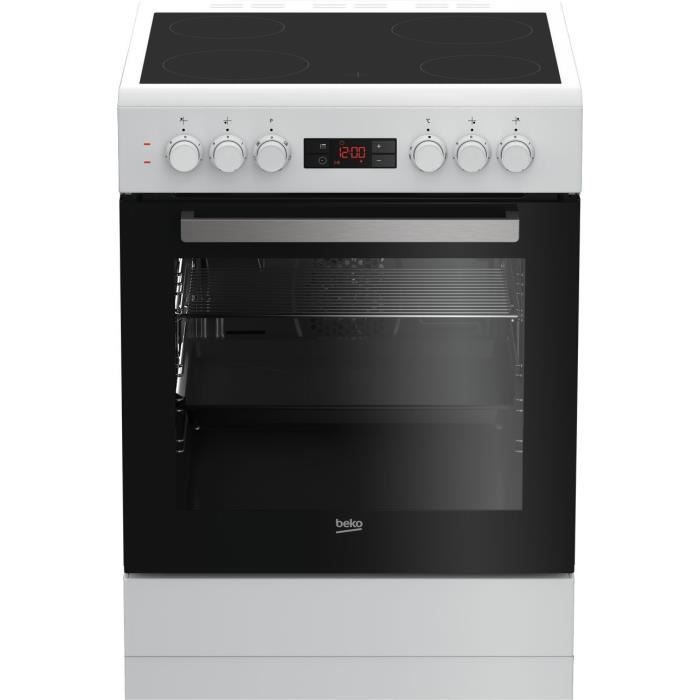 Cuisinière table vitrocéramique BEKO FZE67300WCS - 4 zones-Four électrique multifonction - 82 L - A -L 60 x H 85 cm - Blanc