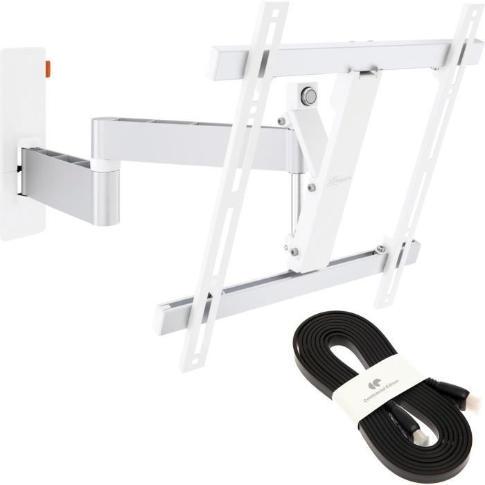 VOGELS WALL3245WHITE Support Orientable - 32 à 55- - 20kg max + Câble HDMI 2.0 3m slim 4K / Ultra HD 2160p
