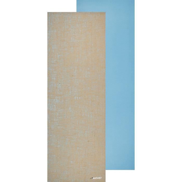 AVENTO Tapis de yoga finition jute 6 mm - Bleu