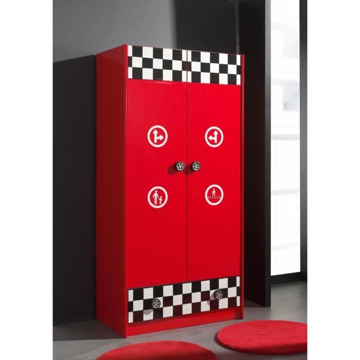 MONZA Armoire 2 Portes Laquée Rouge