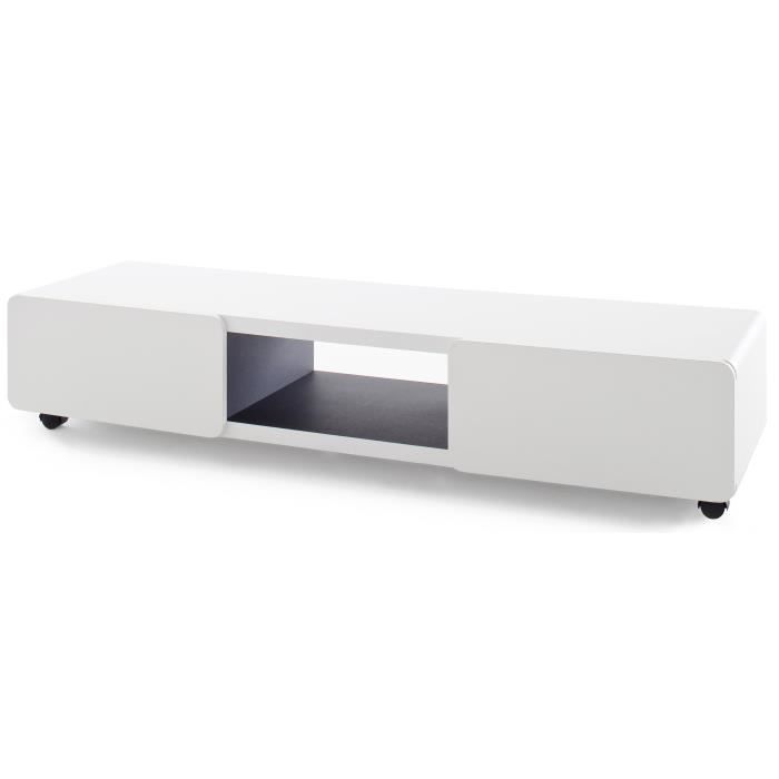 JEFF Meuble TV contemporain laqué blanc mat - L 140 cm