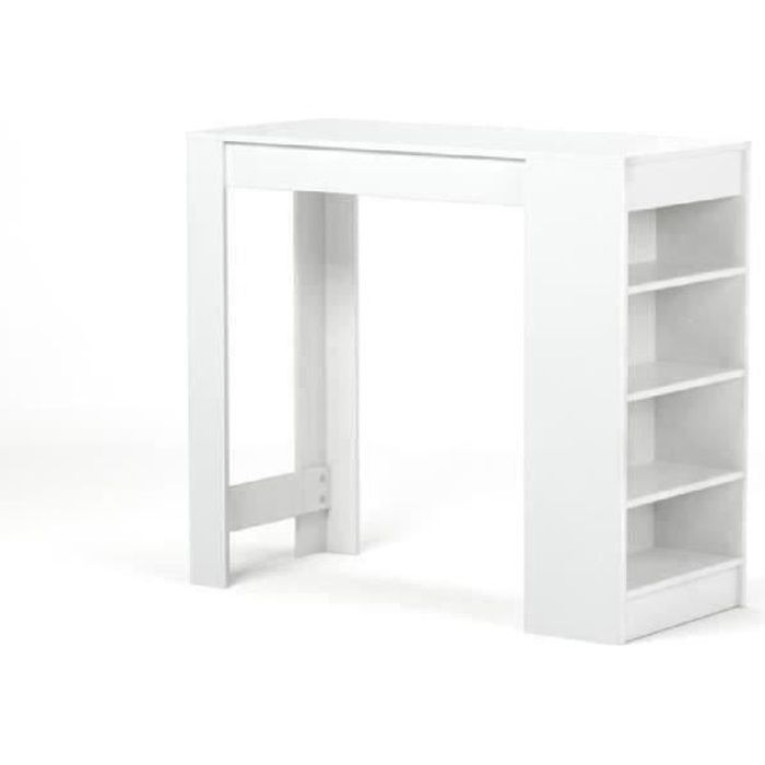 Table bar de 2 à 4 personnes - Style contemporain blanc mat - CHILI - L 115 cm