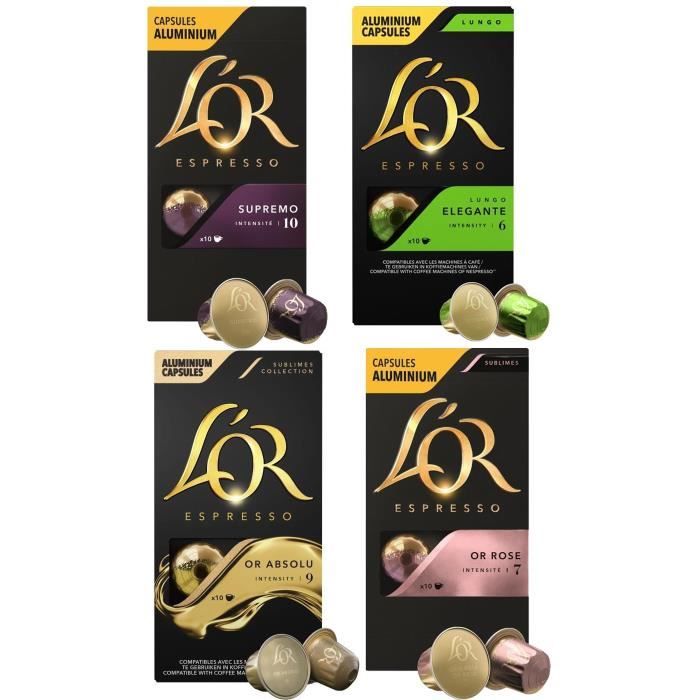 L'OR ESPRESSO Café l’Or Absolu + Or Rose + Lungo Elegante + Supremo - 4 x 10 capsules
