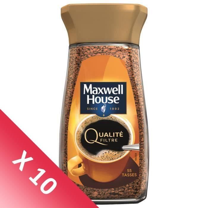 MAXWELL HOUSE Café Soluble Qualité Filtre Bocal - Lot de 10 x 100 g