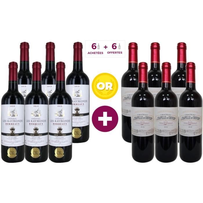 6 Château Les Raymonds 2016 Bordeaux ACHETEES + 6 Château la Chapelle du Couvent 2018 Blaye Côtes de Bordeaux OFFERTES
