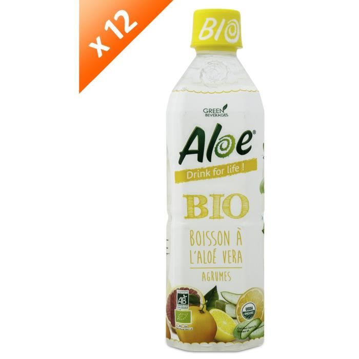 ALOE DRINK FOR LIFE Lot de 12 Agrumes Bio Pet 500 ml