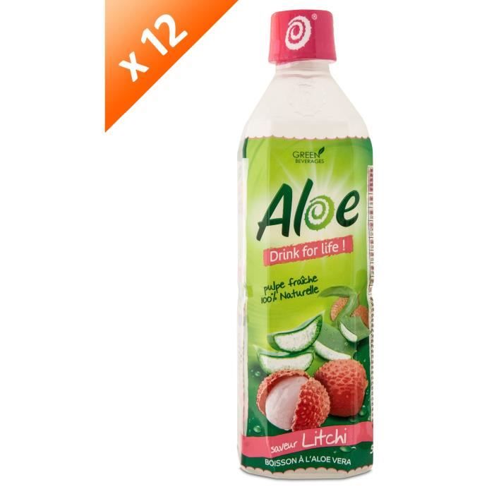 ALOE DRINK FOR LIFE Lot de 12 Litchi Pet 500 ml