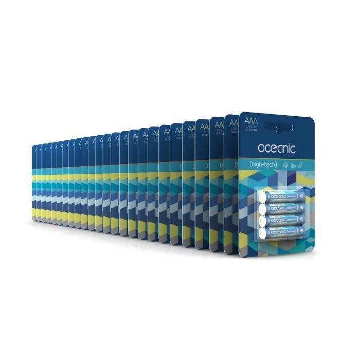 100 Piles Oceanic 25 packs de 4 piles Alcalines LR03/AA 1.5V High-Tech