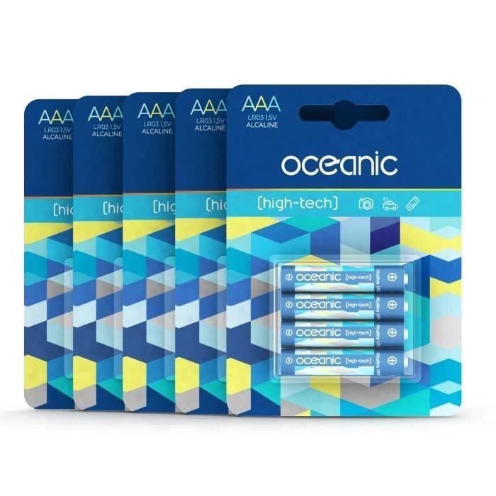 20 Piles Oceanic 5 packs de 4 piles Alcalines LR03/AA 1.5V High-Tech