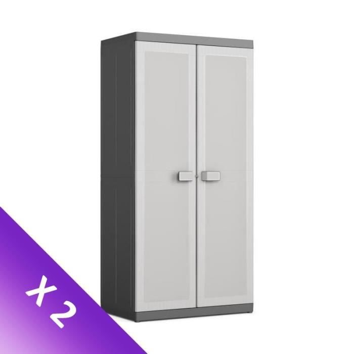 KIS Armoire haute + armoire basse Logico XL - 89 x 54 x 182 / 89 x 54 x 93 cm - Noir et gris