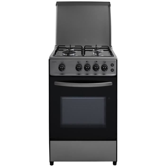 OCEANIC - 105IXV2- Cuisinière gaz - Inox - 50x50 - Eclairage - Grill électrique