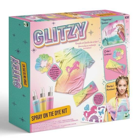 Glitzy, Coffret Spray on Tie & Dye, Loisirs créatifs,Création de ses propres accessoires en tie & dy