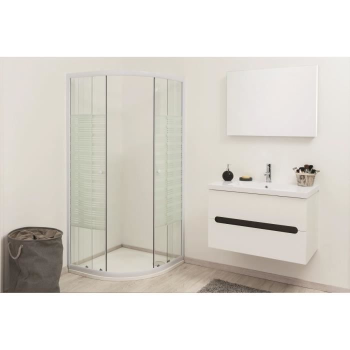 RUSTY Ensemble meuble de salle de bain 60cm avec miroir - Wengé et blanc
