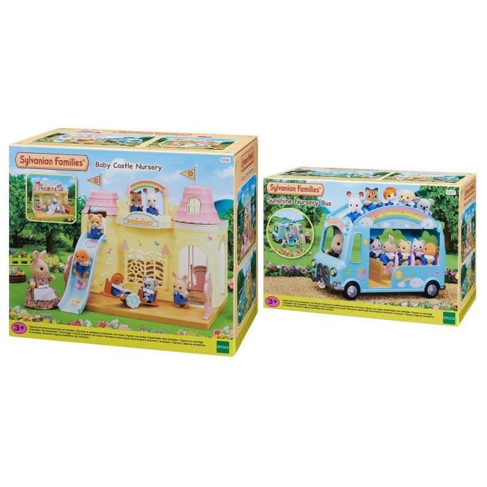 SYLVANIAN FAMILIES 5316 La Crèche + 5317 Le Bus Arc-en-Ciel