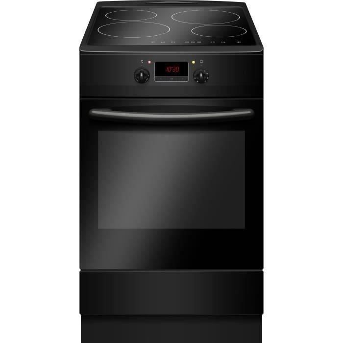 CONTINENTAL EDISON Cuisinière table induction - 4 zones -four électrique catalyse - 65L - L 50 cm x H 85 cm - Noir mat