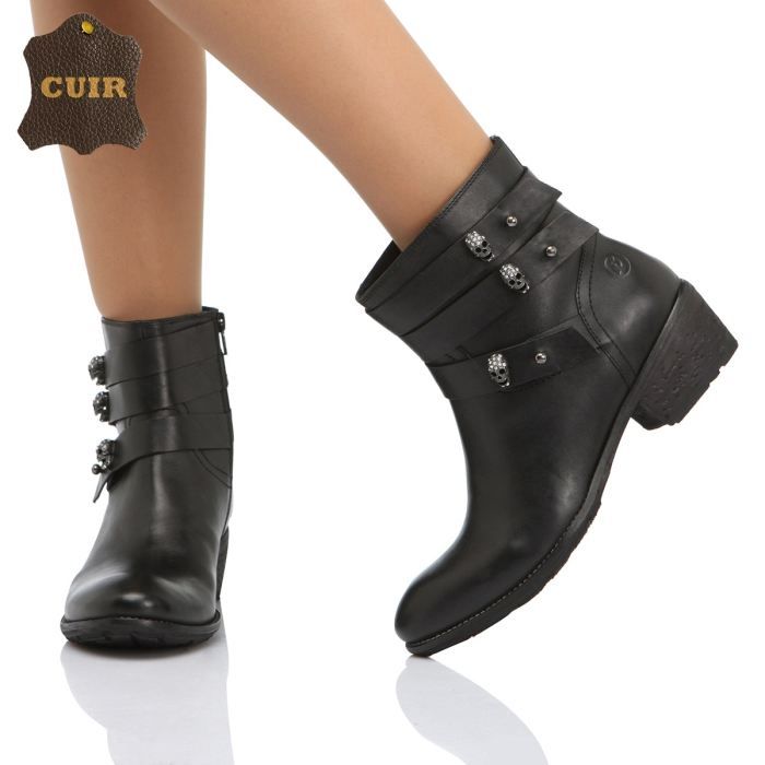 bottines femme noir pas cher