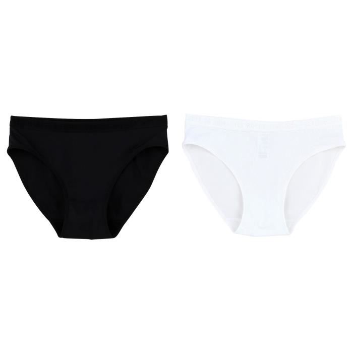 DIM Lot de 2 culottes Pocket Micro Blanc et noir Enfant Fille
