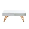 Table basse LULEA 1 tiroir - Décor blanc brillant - L 115 cm-2