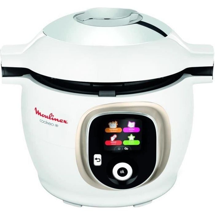 MOULINEX CE851A10 Multicuiseur intelligent COOKEO + 6 L - 150 recettes préprogrammées - Guide pas à pas - 1600W - Blanc