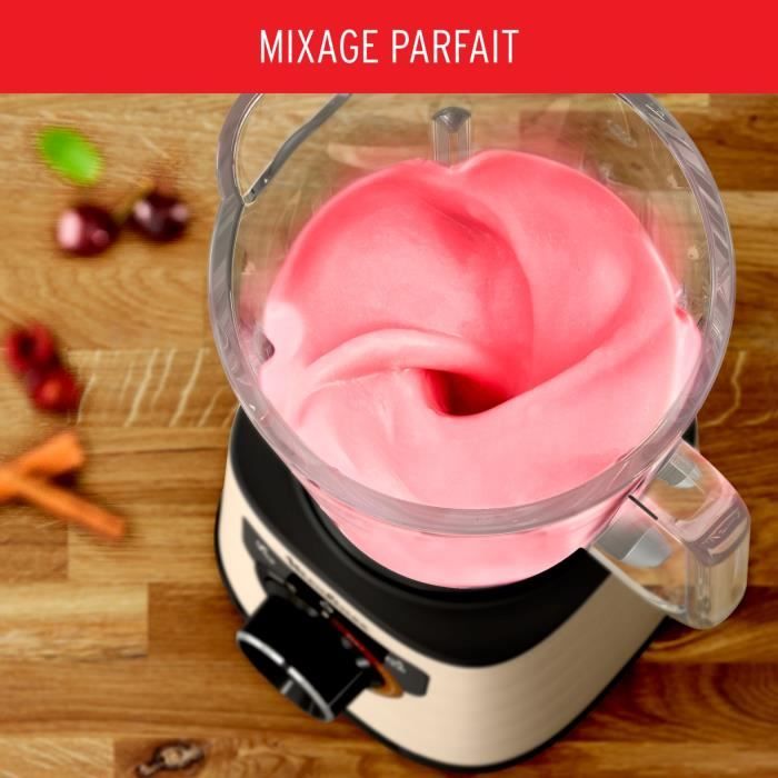 Blender MOULINEX électrique, Mixeur, 600 W, Bol 1,25 L, 5 Programmes, 4 Lames Amovibles Smoothies Glace Pilee Blen 81178314