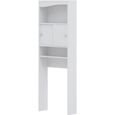 GALET Meuble WC ou machine à laver - Blanc mat  - 2 portes coulissantes + 3 niches - L 64 x P 19 x H 178 cm - SYMBIOSIS-0