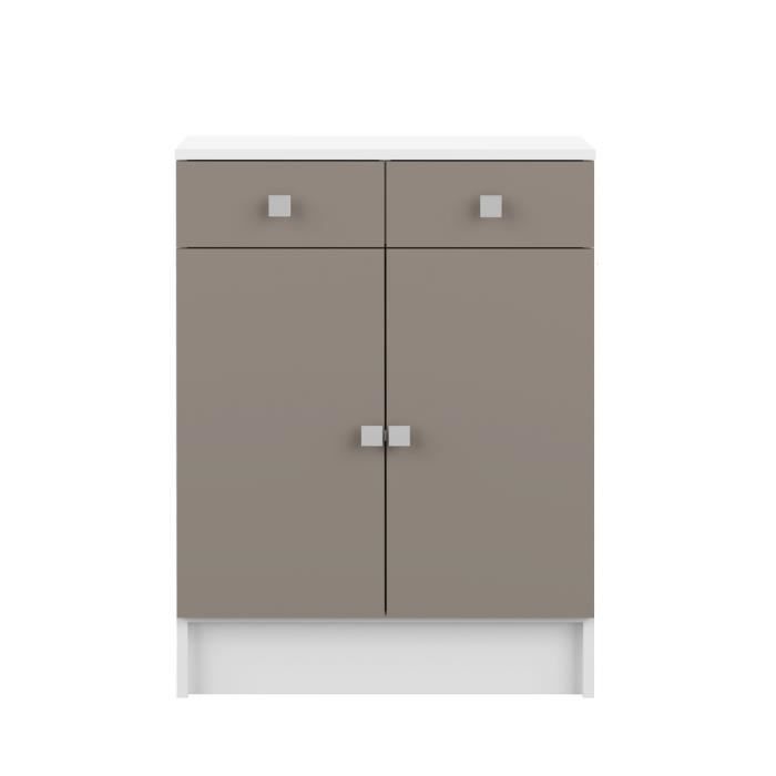 Meuble Bas Combi Blanc Et Taupe 60 X 81 5 Cdiscount Maison