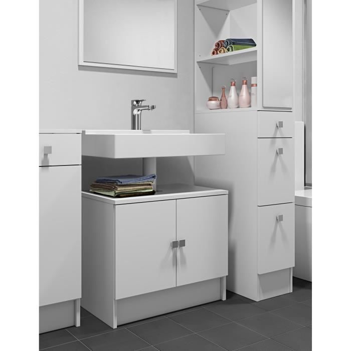 Galet Meuble Sous Lavabo L 60 Cm Blanc Mat Achat Vente