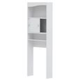 GALET Meuble WC ou machine à laver - Blanc mat  - 2 portes coulissantes + 3 niches - L 64 x P 19 x H 178 cm - SYMBIOSIS-3