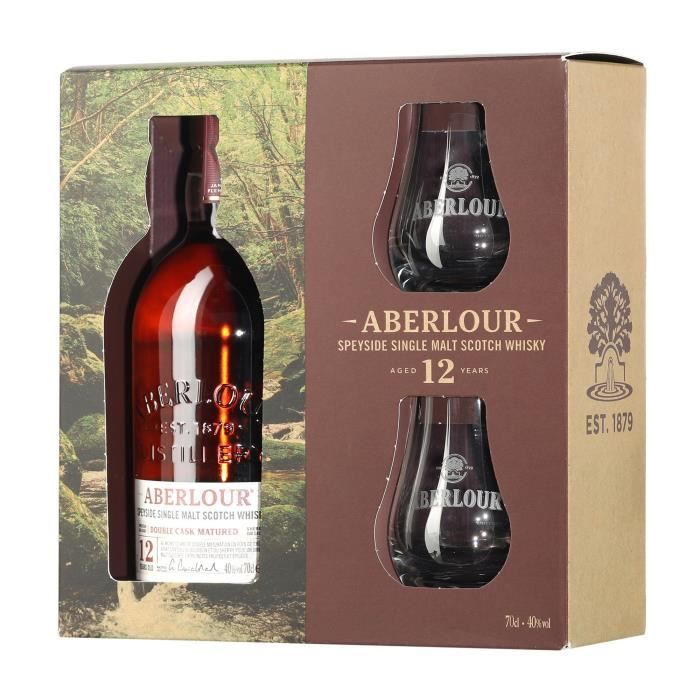 Whisky Aberlour 12 Ans Non Chill Filtered - Coffret 2 Verres - 48° 70 cl