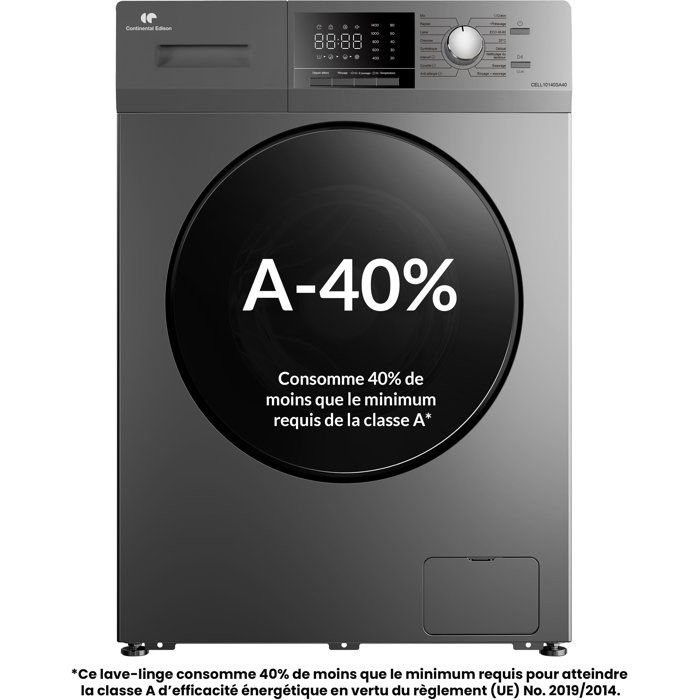 Lave linge hublot CONTINENTAL EDISON CELL10140SA40 10 kg Induction L60 cm Classe A 1400 trs