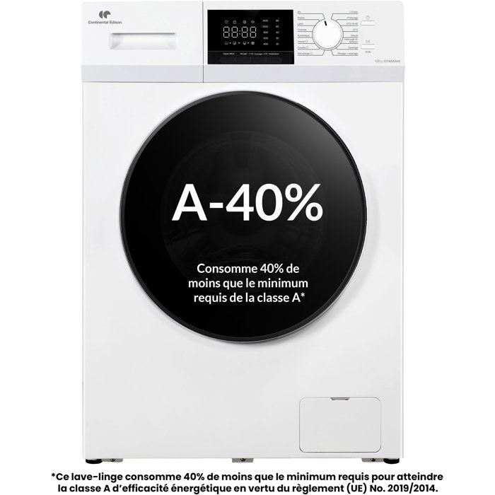 Lave linge hublot CONTINENTAL EDISON CELL10140WA40 10 kg Induction L60 cm Classe A 1400 trs