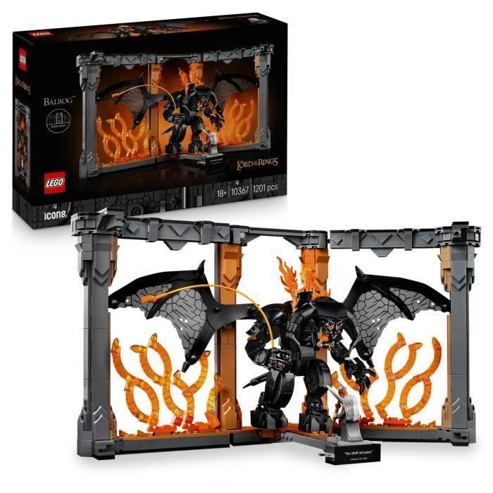 LEGO Icons Le Seigneur des Anneaux : Book Nook du Balrog - Set de Construction - Décoration pour Étagère DIY - Minifigurine de Ganda