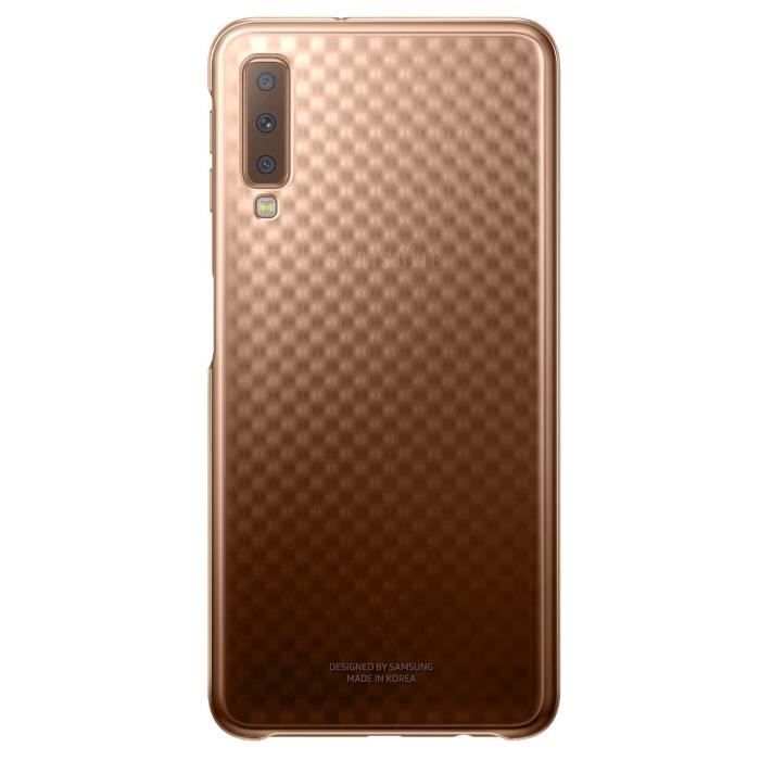 Samsung Coque rigide A7 Dorée et transparente