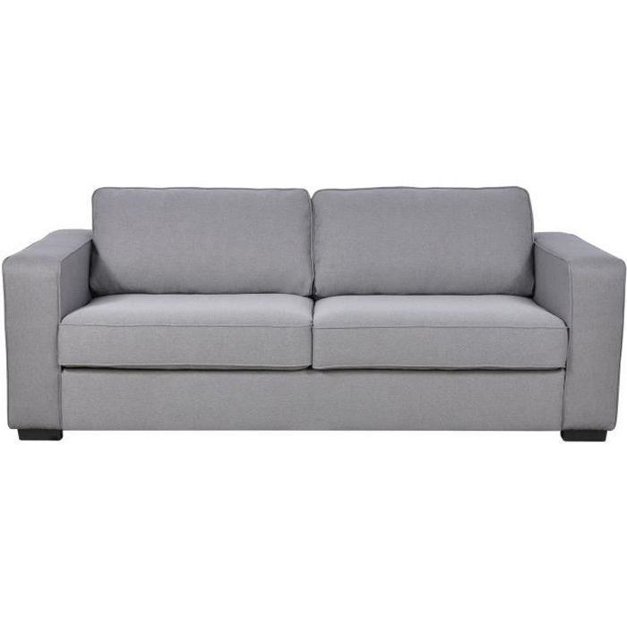 Eden Canape Droit Fixe 3 Places Tissu Gris Clair Contemporain