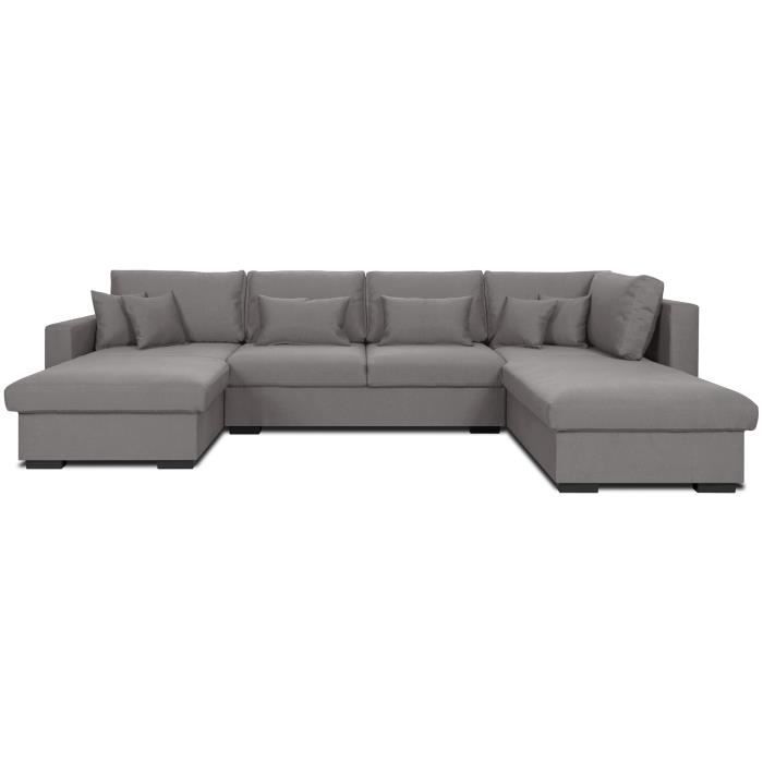 Malma Canapé Dangle Panoramique 7 Places Tissu Gris Taupe Contemporain L 336 X P 173 212 Cm