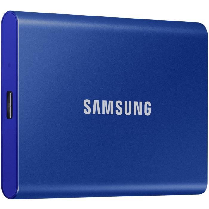 Pack SAMSUNG SSD + Câble Serial SATA : SSD externe - T7 Bleu - 2To + Câble Serial ATA mâle / mâle 50