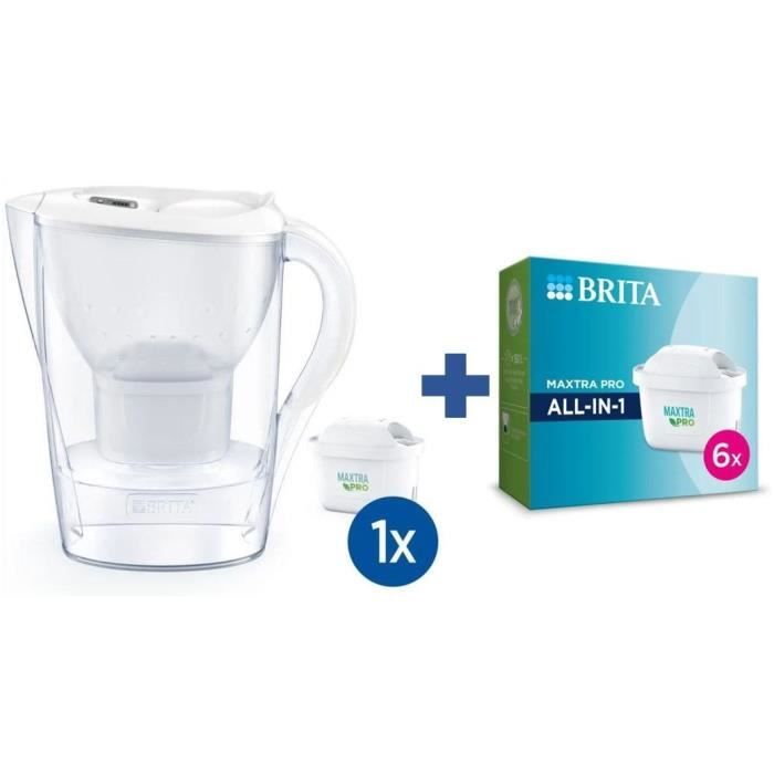 Carafe marella blanche BRITA + Pack de 6 cartouches MAXTRA PRO All-In-1