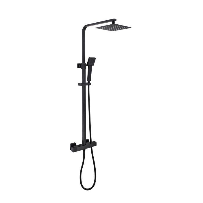 RGERG Colonne De Douche Système De Douche Noir Pommeau Hauteur Réglable Ensemble De Douche avec Mitigeur Douche Moderne avec Douchette À Main pour Salle De Bain