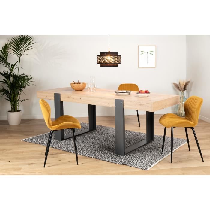 Table à manger - Rectangulaire - Panneaux de particules - Industriel - Loft  - L 223,9 x P 93 x H 78,6 cm - Cdiscount Maison