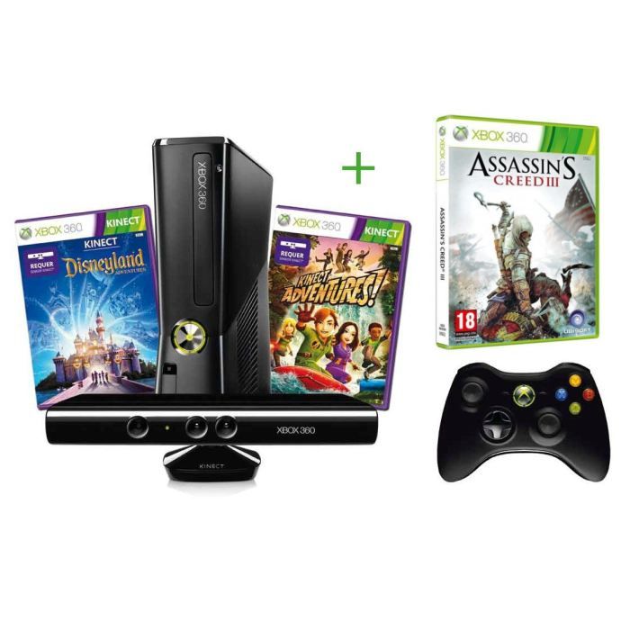 ASSASSIN'S CREED 3 + XBOX 360 4GO + KINECT+ADVENTU