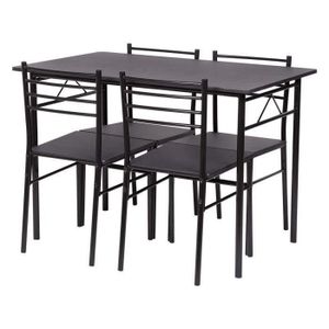 TABLE À MANGER COMPLÈTE Set table à manger avec 4 chaises - Noir - RIVIERA