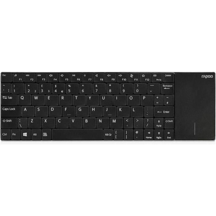 Rapoo Pavé tactile E2710 – Sans fil – Ultra fin – Touches multimédia – Noir