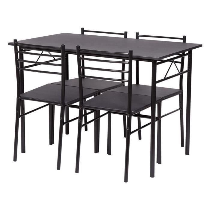 Set table à manger avec 4 chaises - Noir - RIVIERA