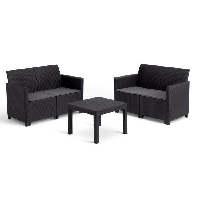 Salon de jardin modulable en résine imitation rotin tressé KETER 4 personnes MARIE