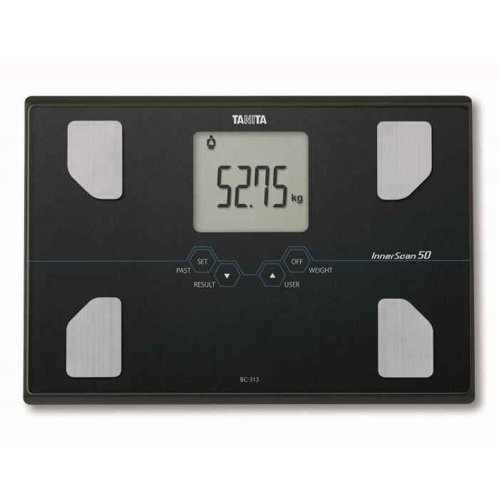 TANITA BC313BK36 Pèse-personne compact en verre avec écran LCD large - Noir