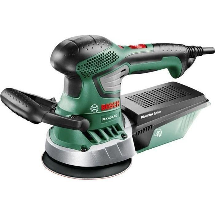 Ponceuse excentrique filaire Bosch - PEX 400 AE (350W livrée avec coffret de rangement 1 paper assistant 1 papier abrasif G 80)