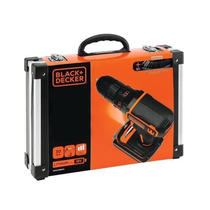 BLACK+DECKER - Perceuse-Visseuse 18V - 2 batteries 1,5Ah - Chargeur  standard - BDCDC18B-QW