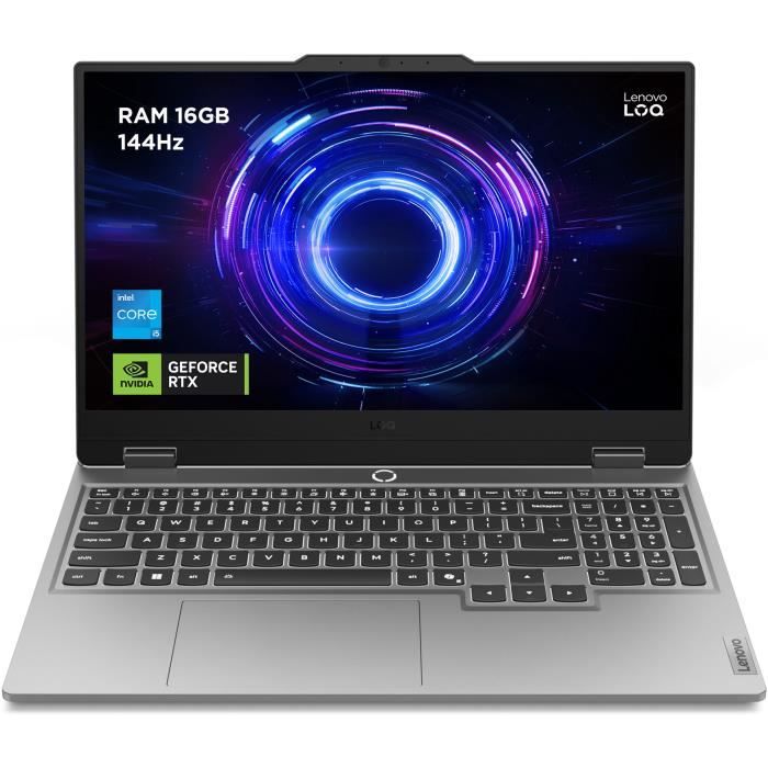 PC portable Gamer LENOVO LOQ 15IRX10  Sans Windows – 15 FHD 144hz – Core i5-13450HX – RTX 5050 115W – RAM 16 Go – SSD 512 Go