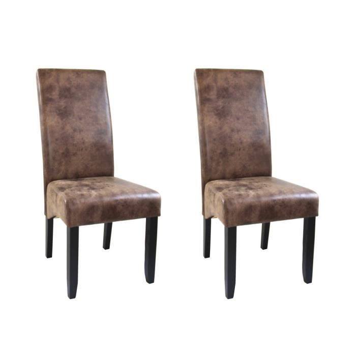 CUBA Lot de 2 chaises de salle à manger - Tissu marron ...